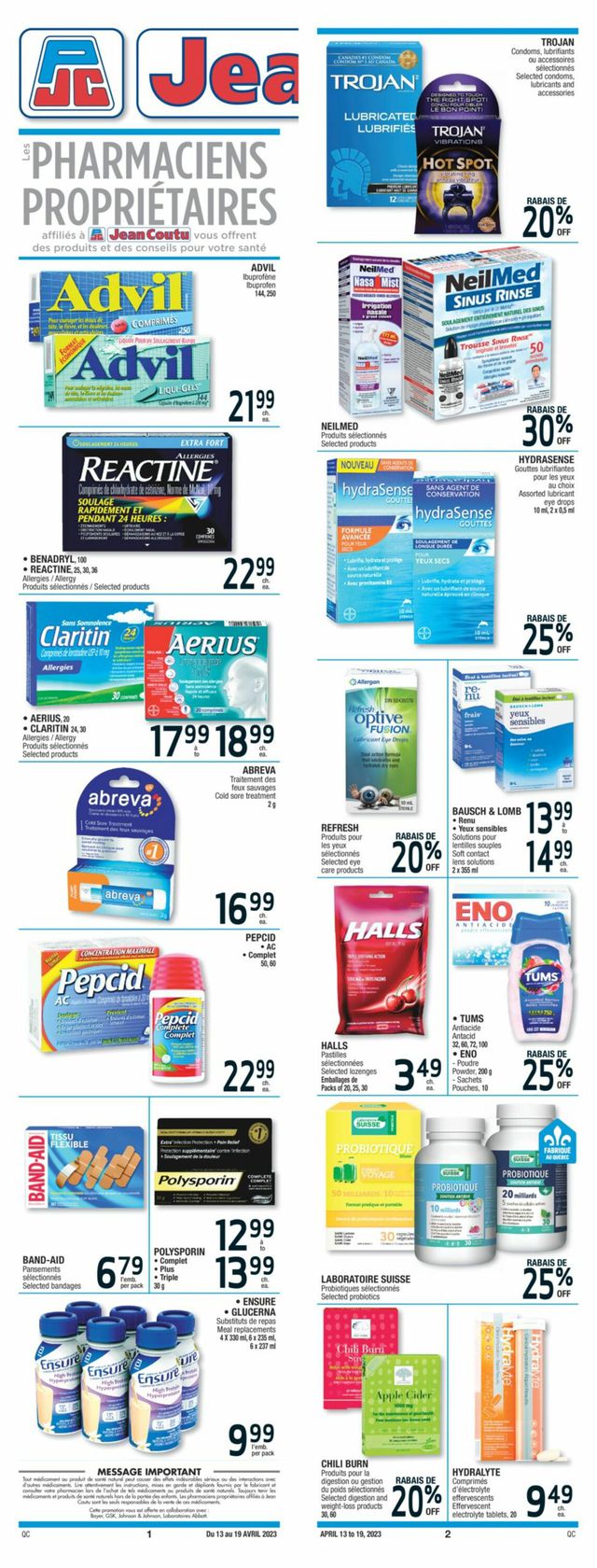 Jean Coutu Flyer from 04/13/2023