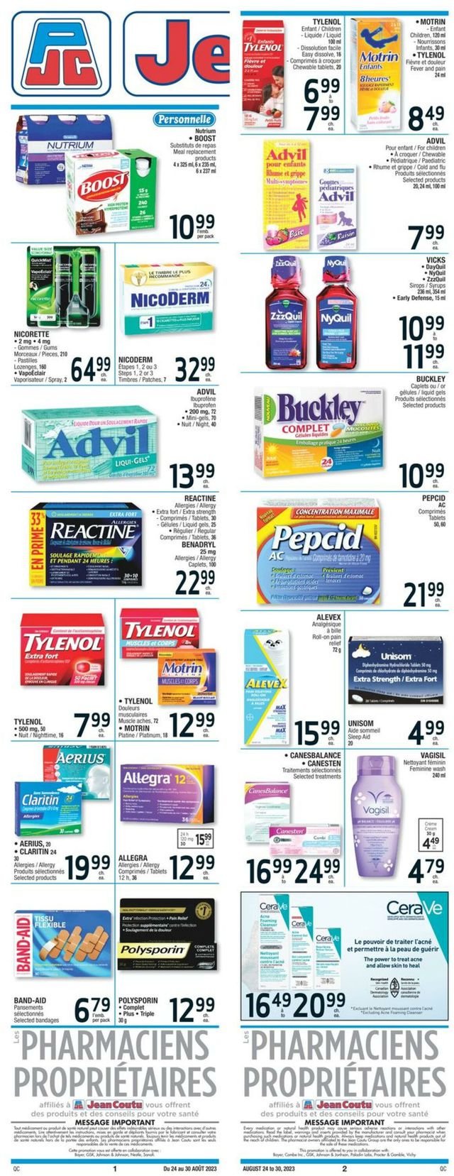 Jean Coutu Flyer from 08/24/2023