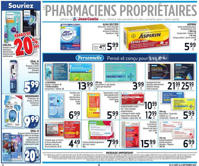 Jean Coutu Flyer from 08/31/2023