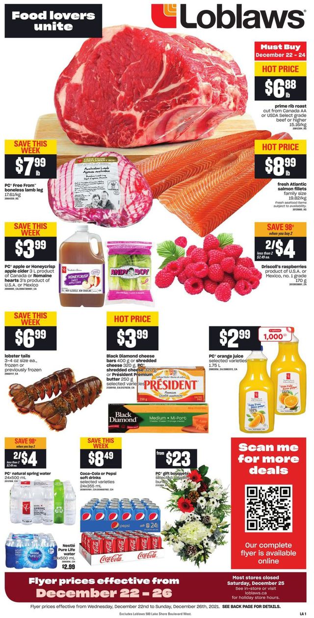 Loblaws Flyer from 12/22/2021