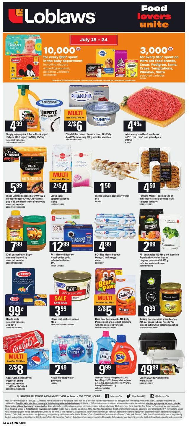Loblaws Flyer from 07/18/2019