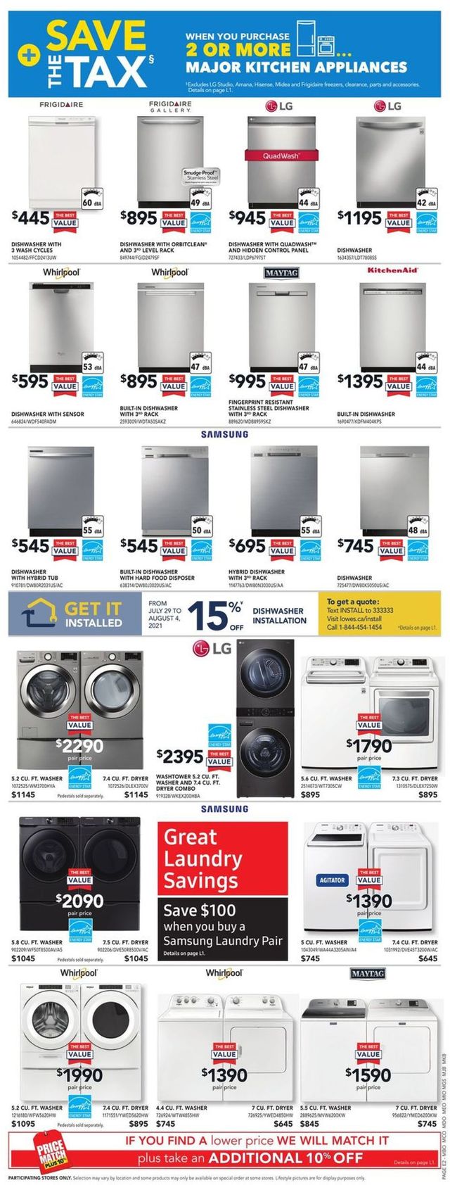 Lowes Flyer from 07/29/2021