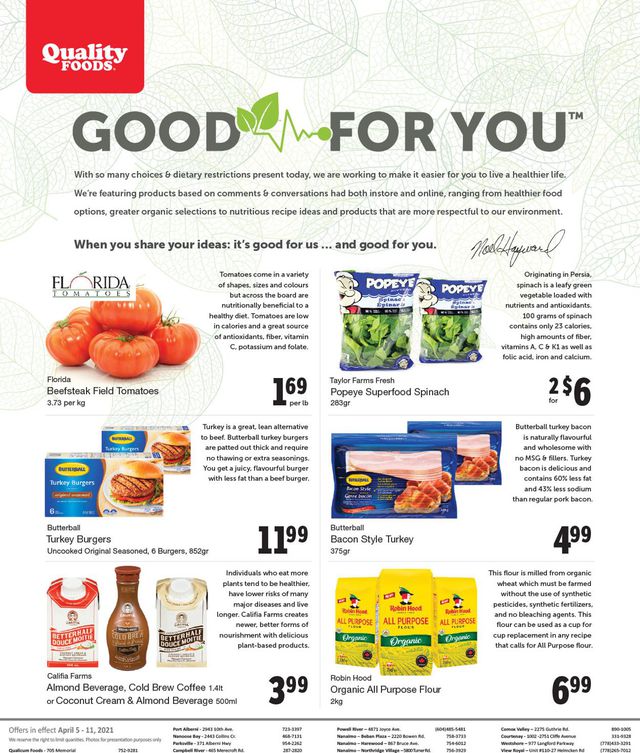 Quality Foods Flyer from 04/05/2021