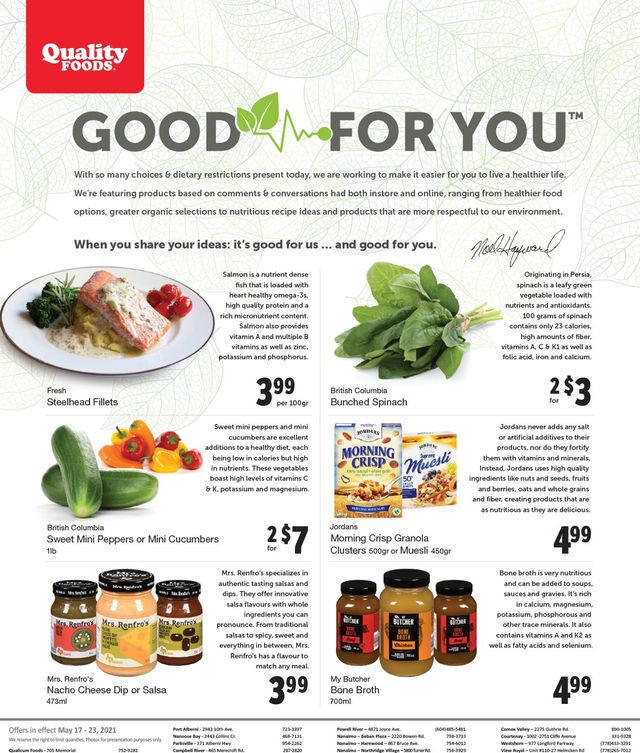 Quality Foods Flyer from 05/17/2021