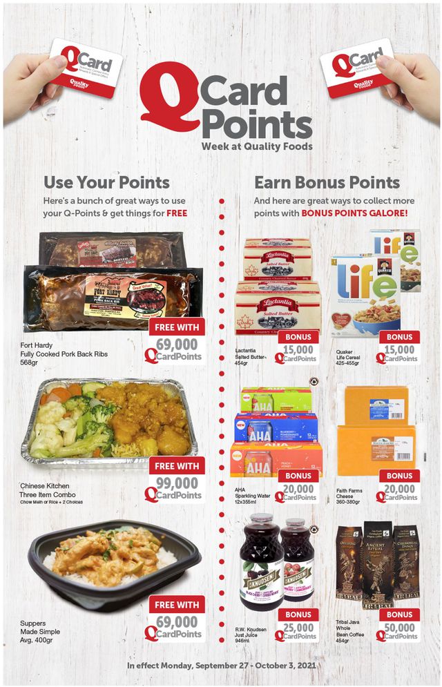 Quality Foods Flyer from 09/27/2021