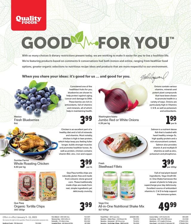 Quality Foods Flyer from 01/09/2023