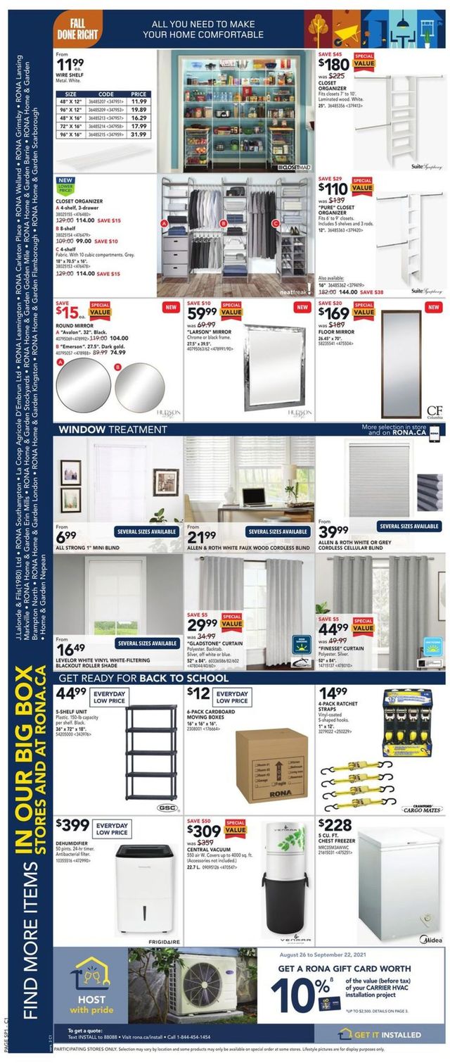 RONA Flyer from 08/26/2021