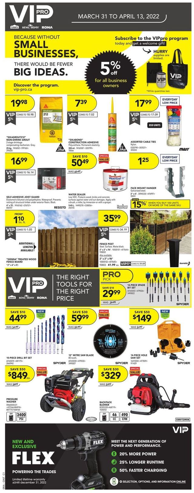 RONA Flyer from 03/31/2022