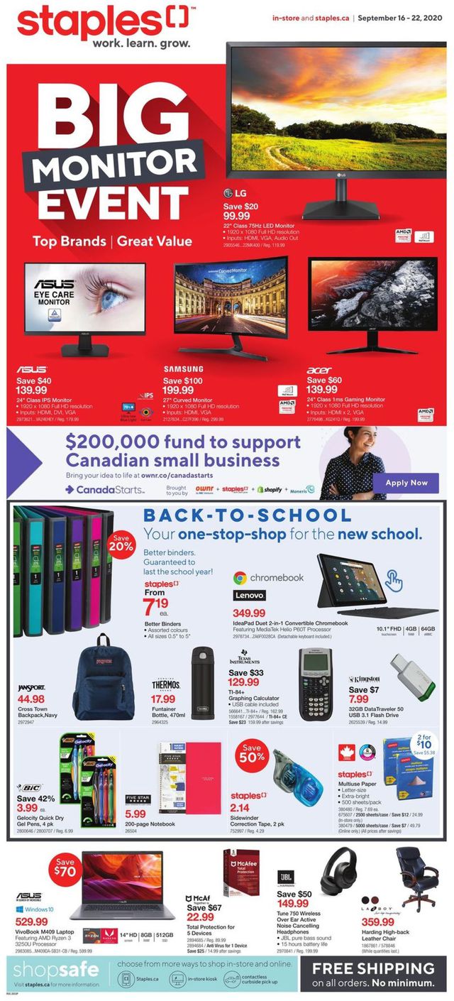 Staples Flyer from 09/16/2020