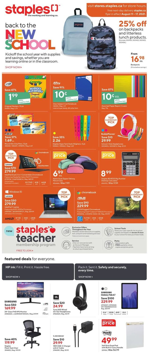 Staples Flyer from 08/11/2021