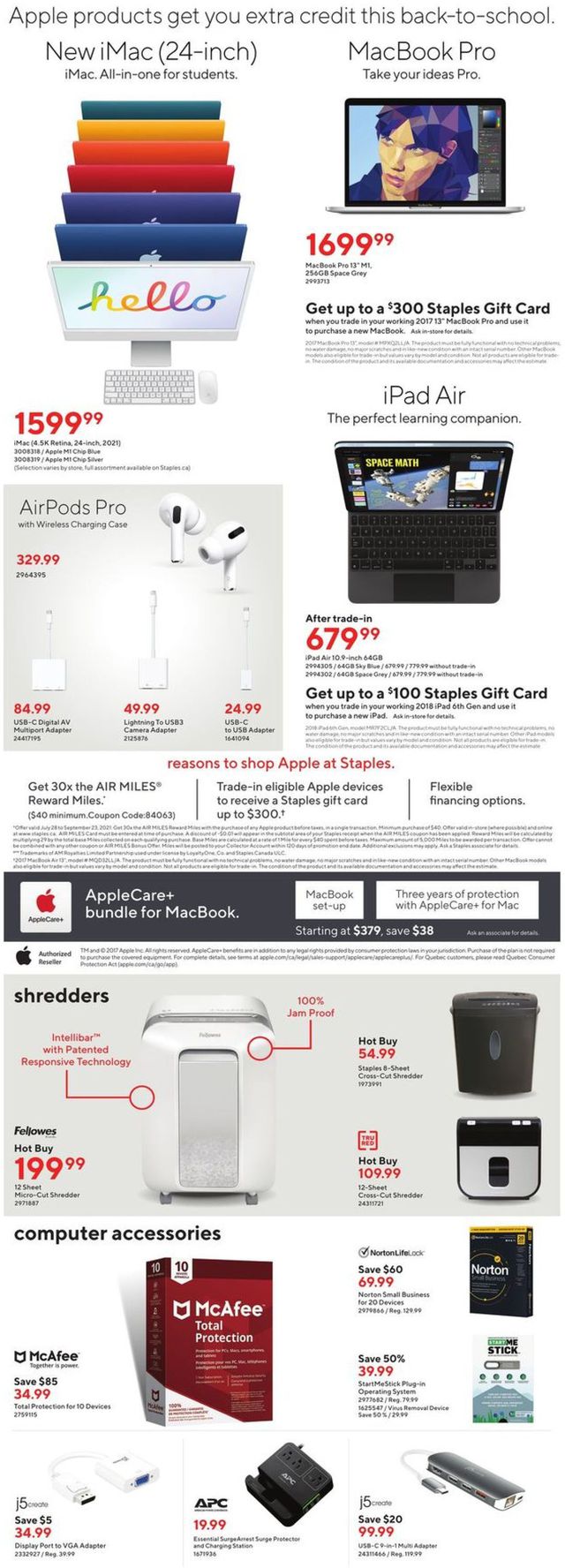 Staples Flyer from 09/08/2021
