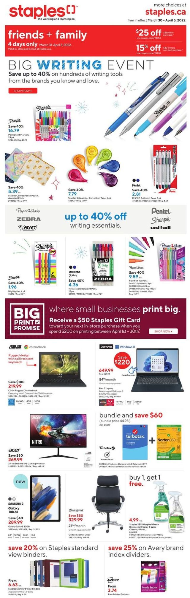 Staples Flyer from 03/30/2022