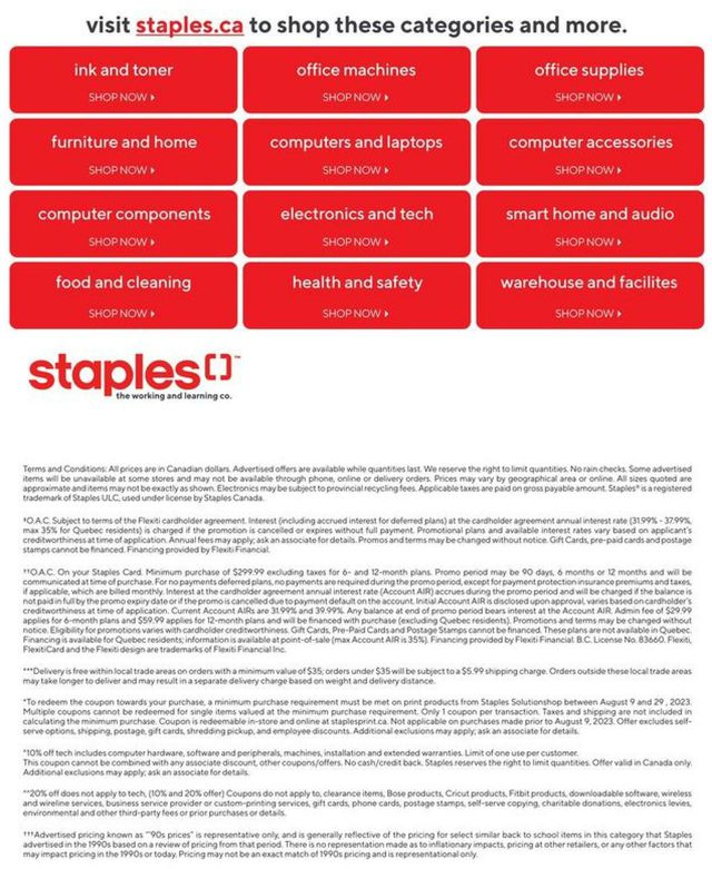Staples Flyer from 08/09/2023