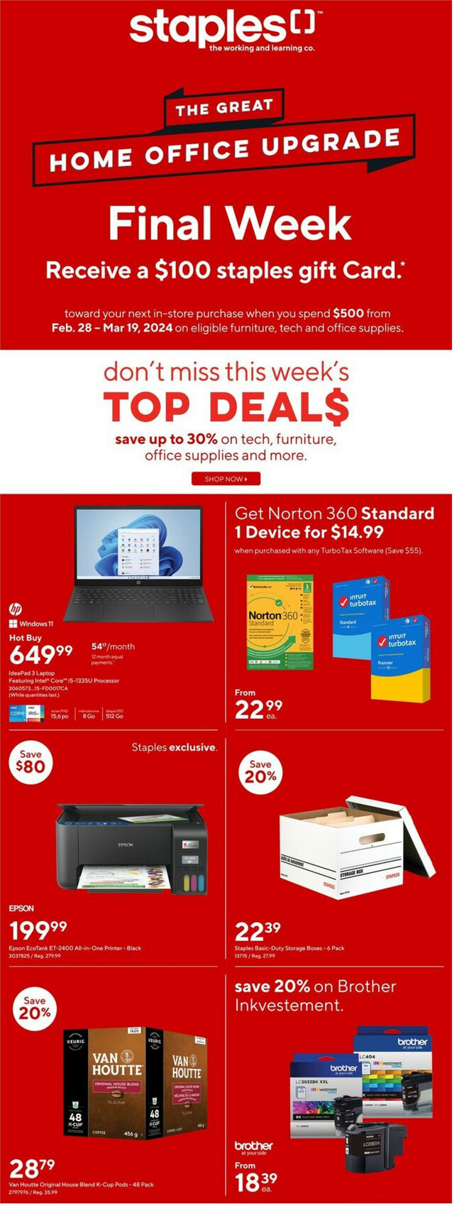 Staples Flyer from 03/13/2024