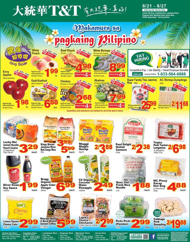 T&T Supermarket Flyer from 08/21/2020