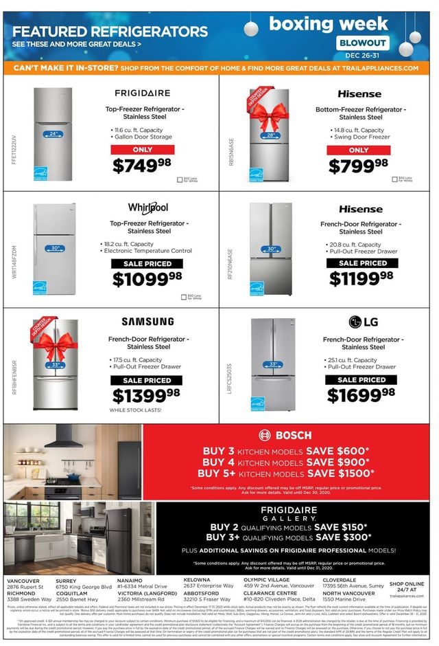 Trail Appliances Flyer from 12/26/2020