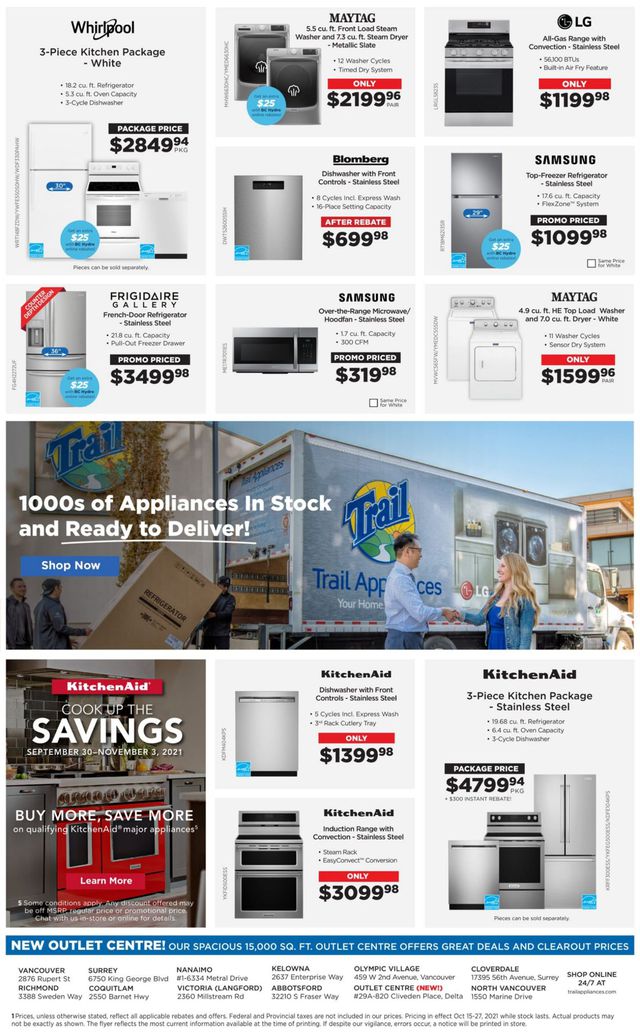 Trail Appliances Flyer from 10/15/2021