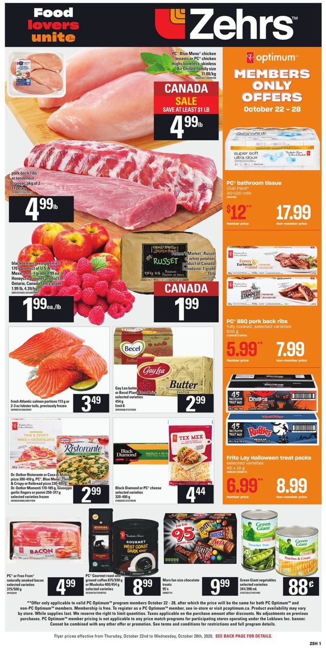 Zehrs Flyer from 10/22/2020