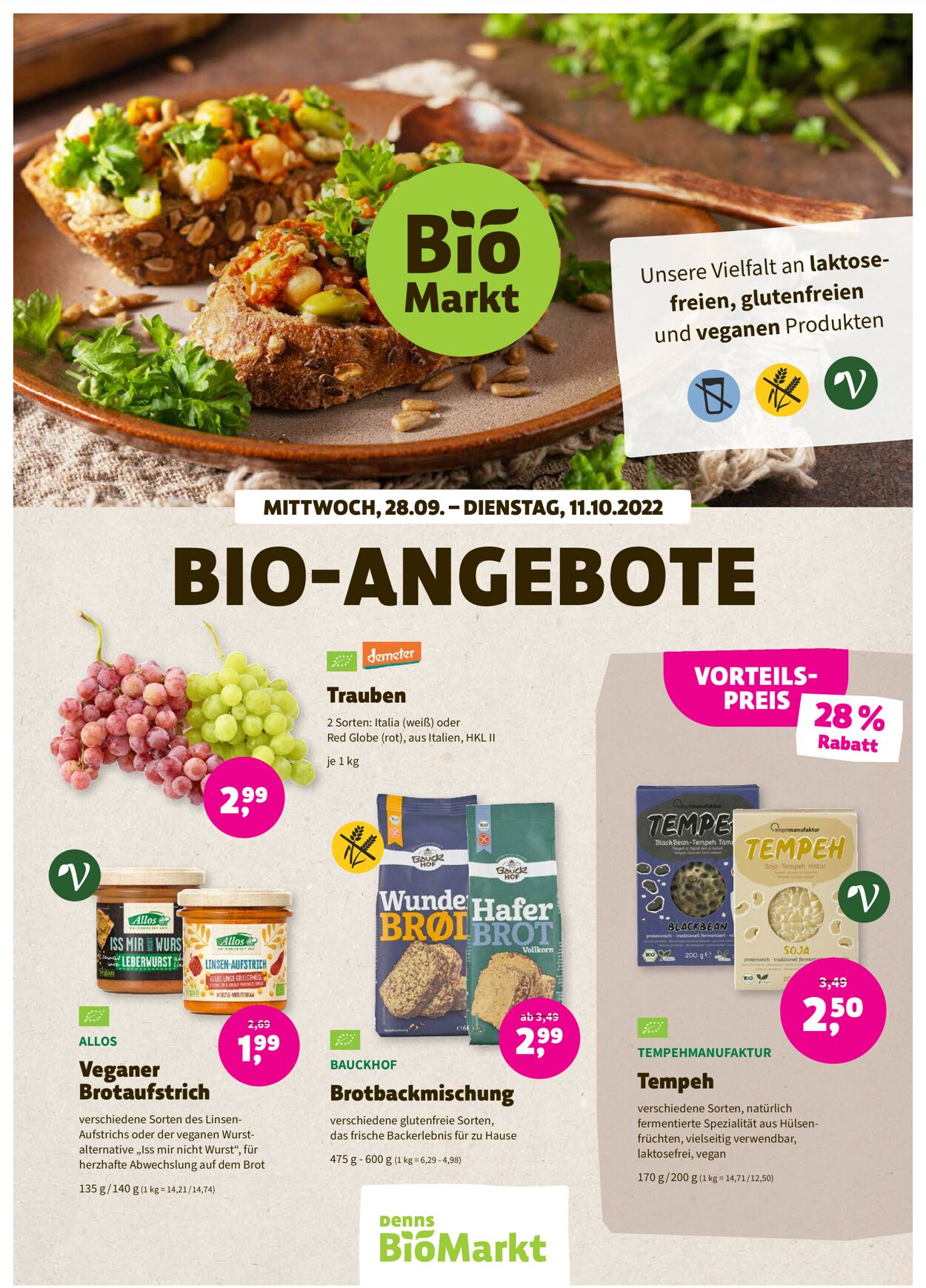 Denn's Biomarkt Prospekt ab 28.09.2022