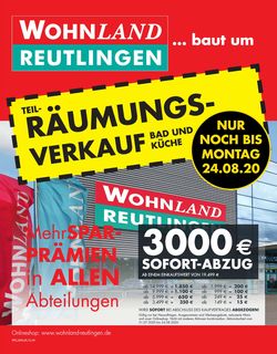 Prospekt Wohnland Reutlingen vom 31.07.2020
