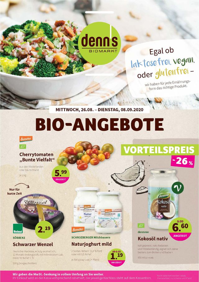 Denn's Biomarkt Prospekt ab 26.08.2020
