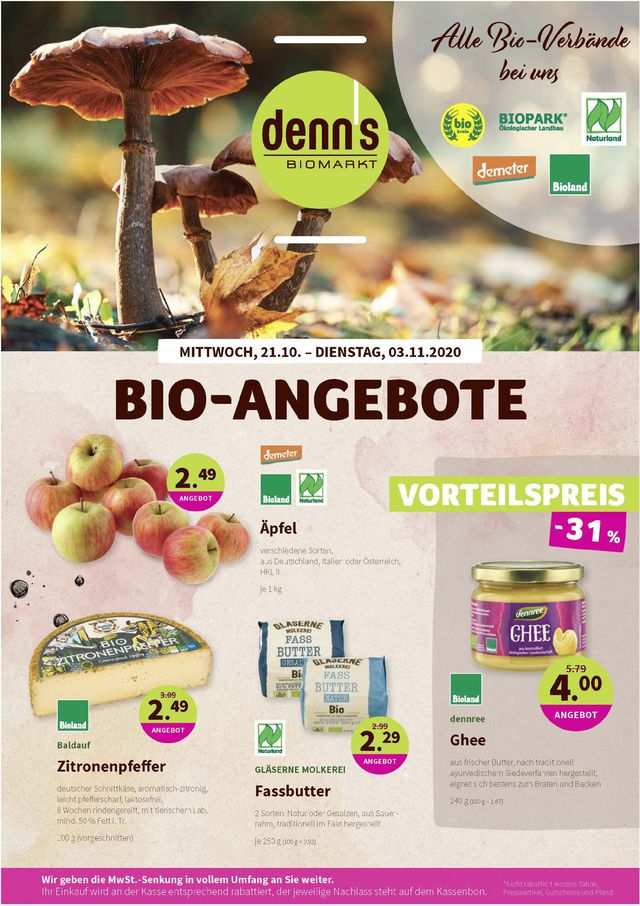 Denn's Biomarkt Prospekt ab 21.10.2020