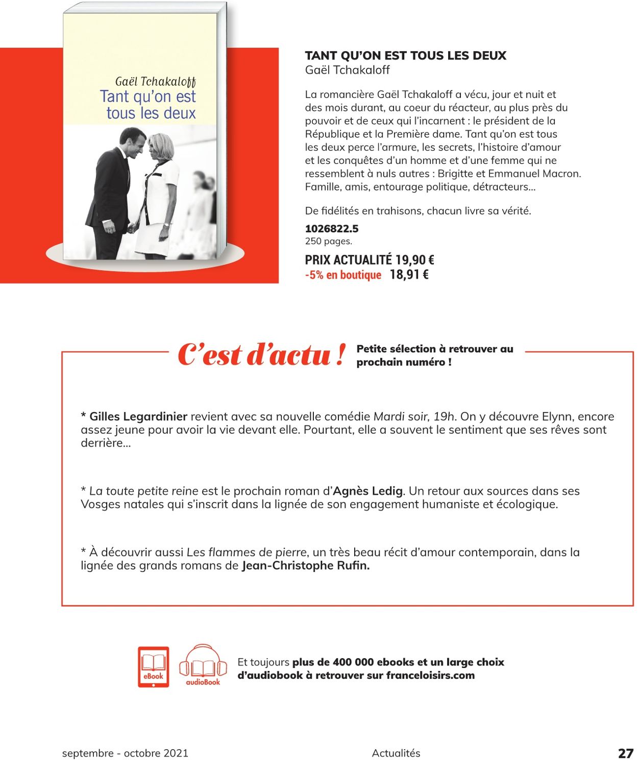 France Loisirs Catalogue du 01.09.2021