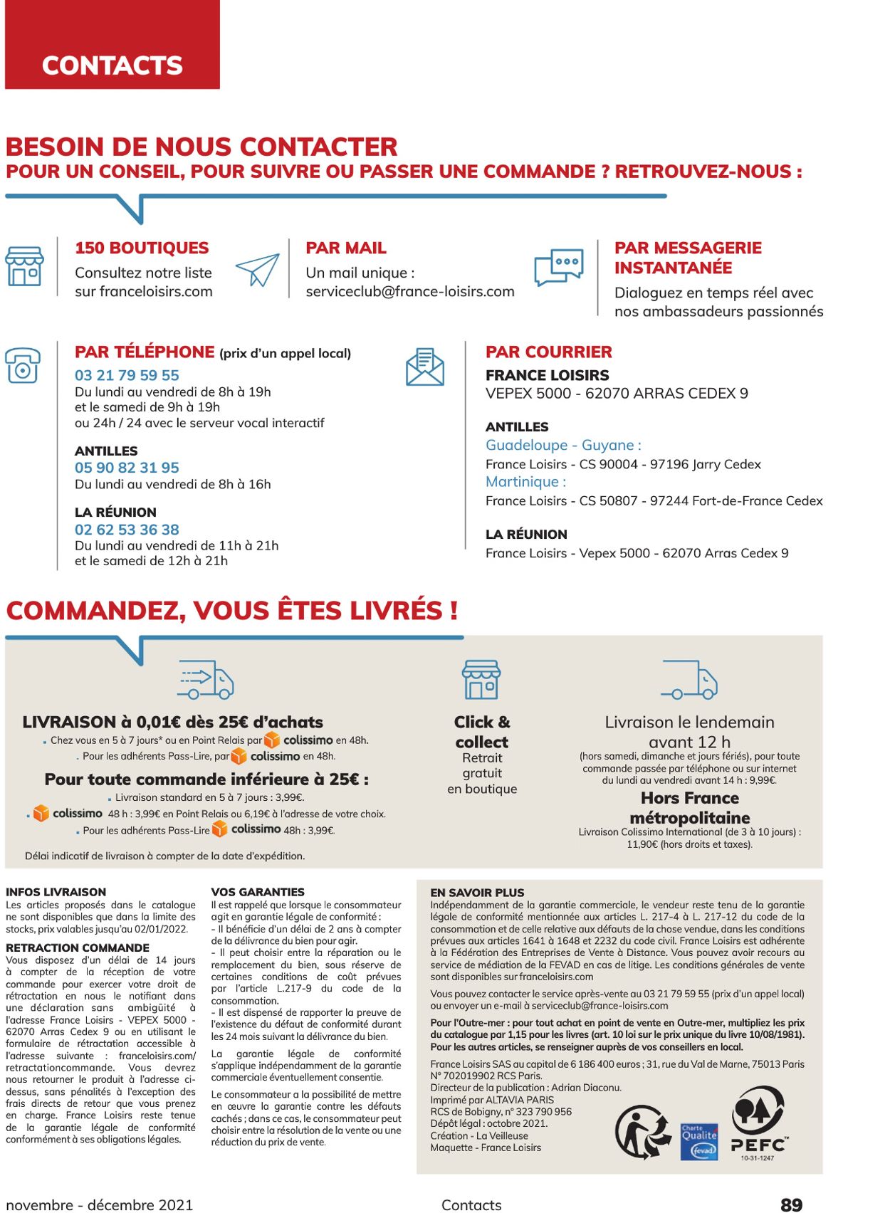 France Loisirs Catalogue du 01.11.2021