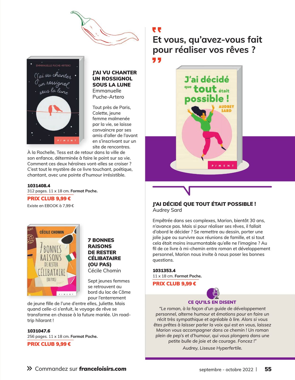 France Loisirs Catalogue du 01.09.2022