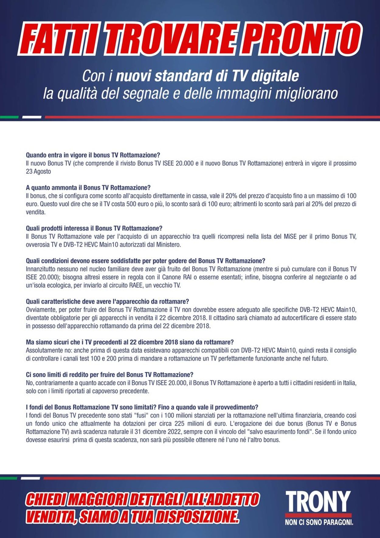 Trony Volantino dal 23/09/2021