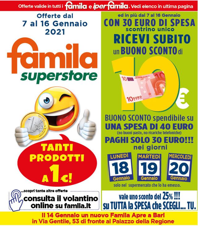 Famila Volantino dal 07/01/2021