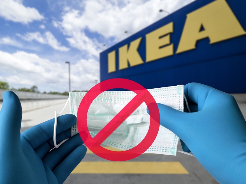 zakupy bez maseczki w IKEA, nakaz noszenia maseczek podczas pandemii koronawirusa