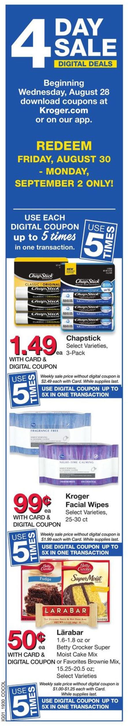 Kroger Ad from 08/28/2019