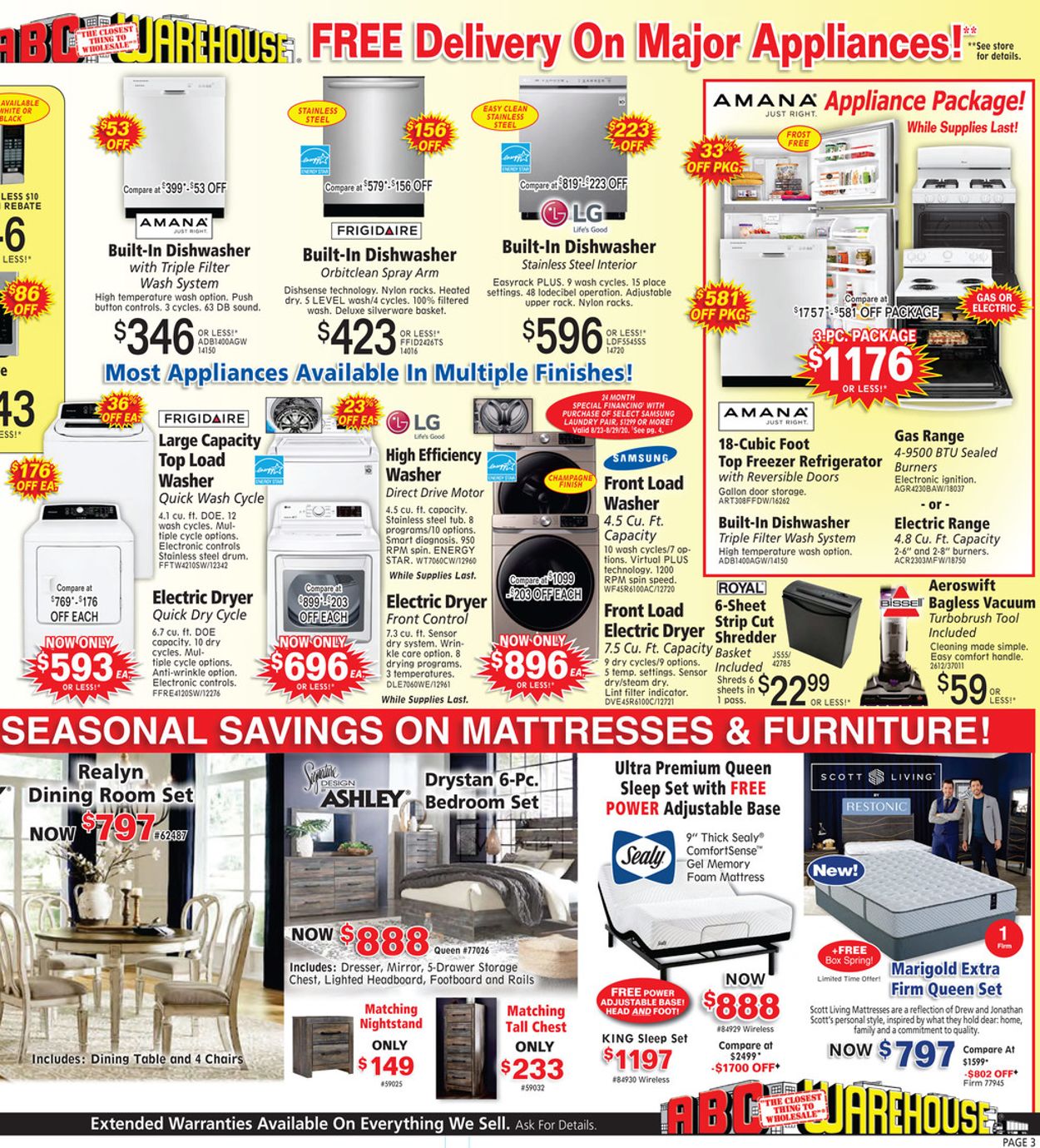 ABC Warehouse Ad from 08/23/2020
