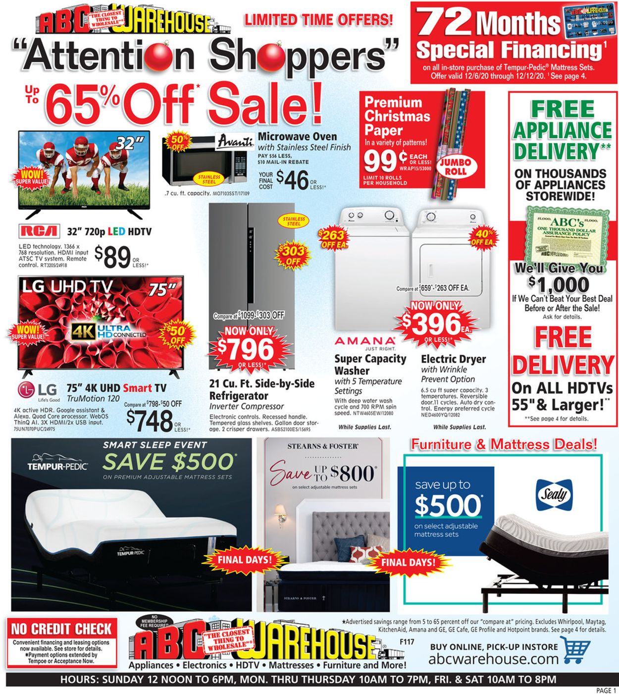 ABC Warehouse Ad from 12/06/2020