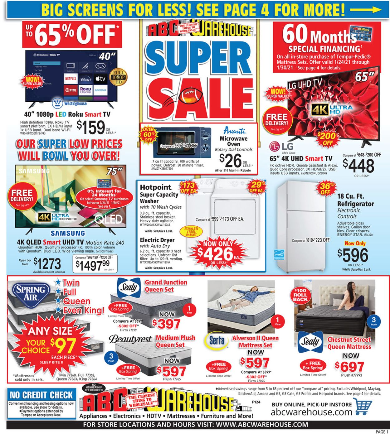 ABC Warehouse Ad from 01/24/2021