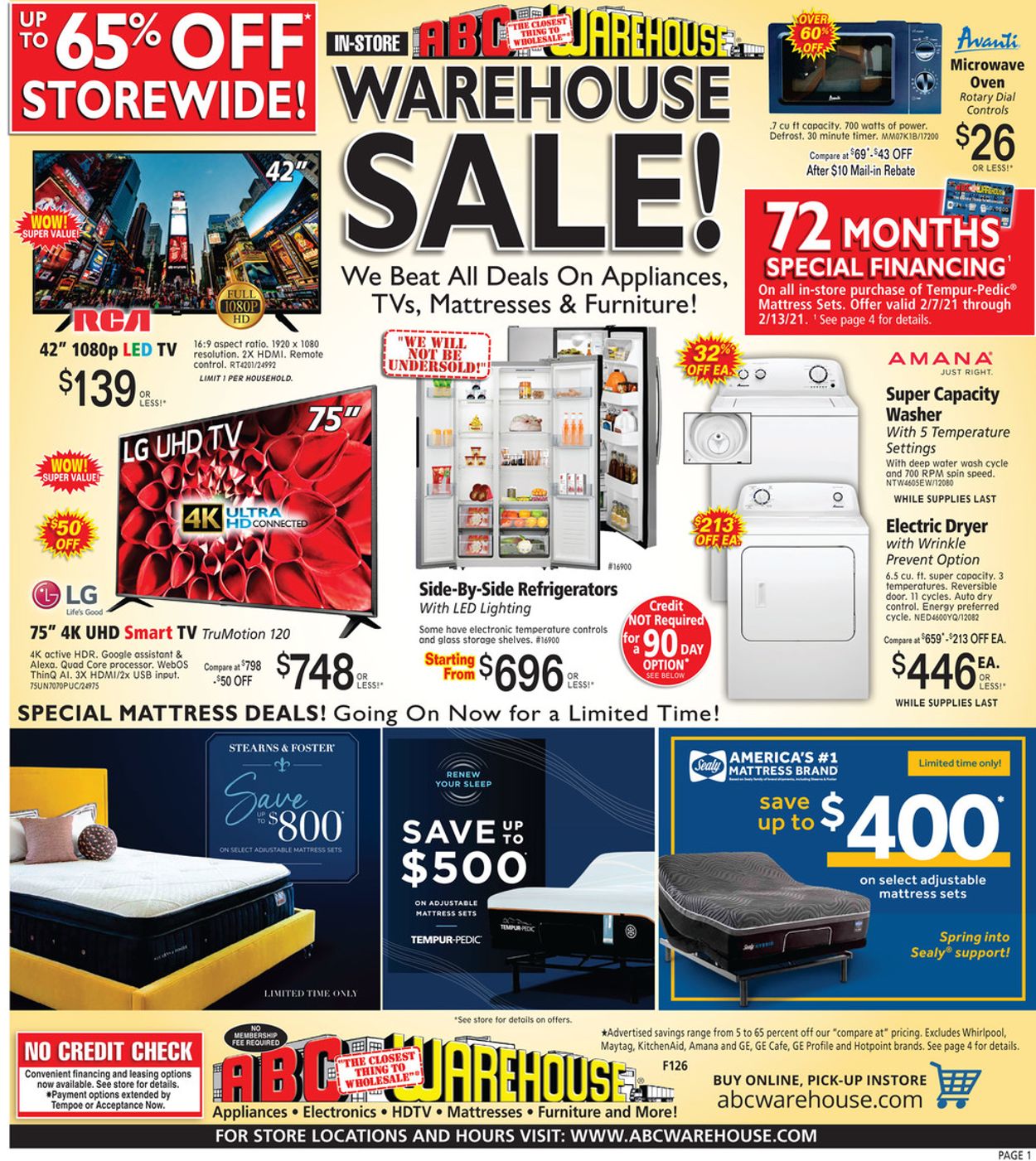 ABC Warehouse Ad from 02/07/2021
