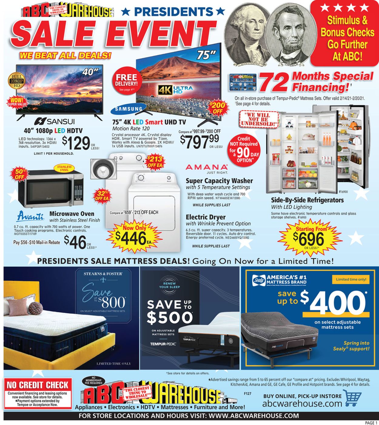ABC Warehouse Ad from 02/14/2021