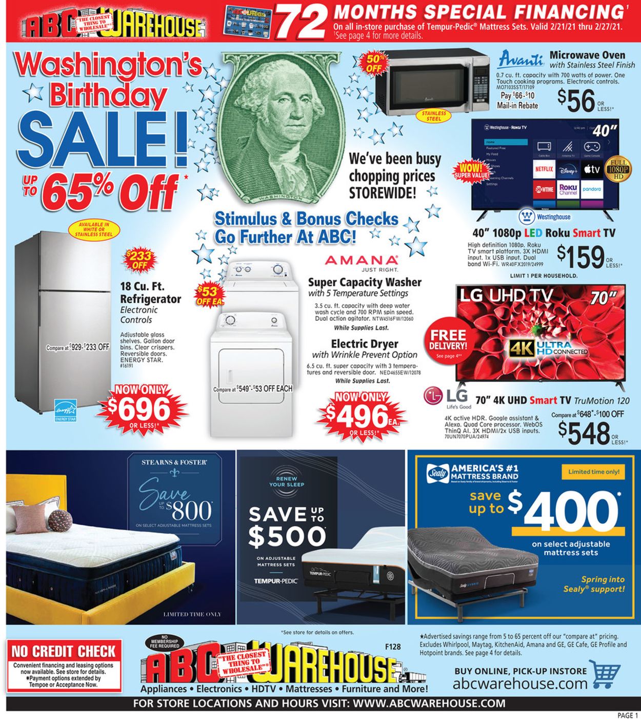 ABC Warehouse Ad from 02/21/2021