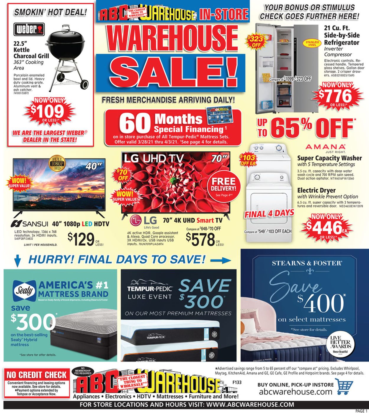 ABC Warehouse Ad from 03/28/2021
