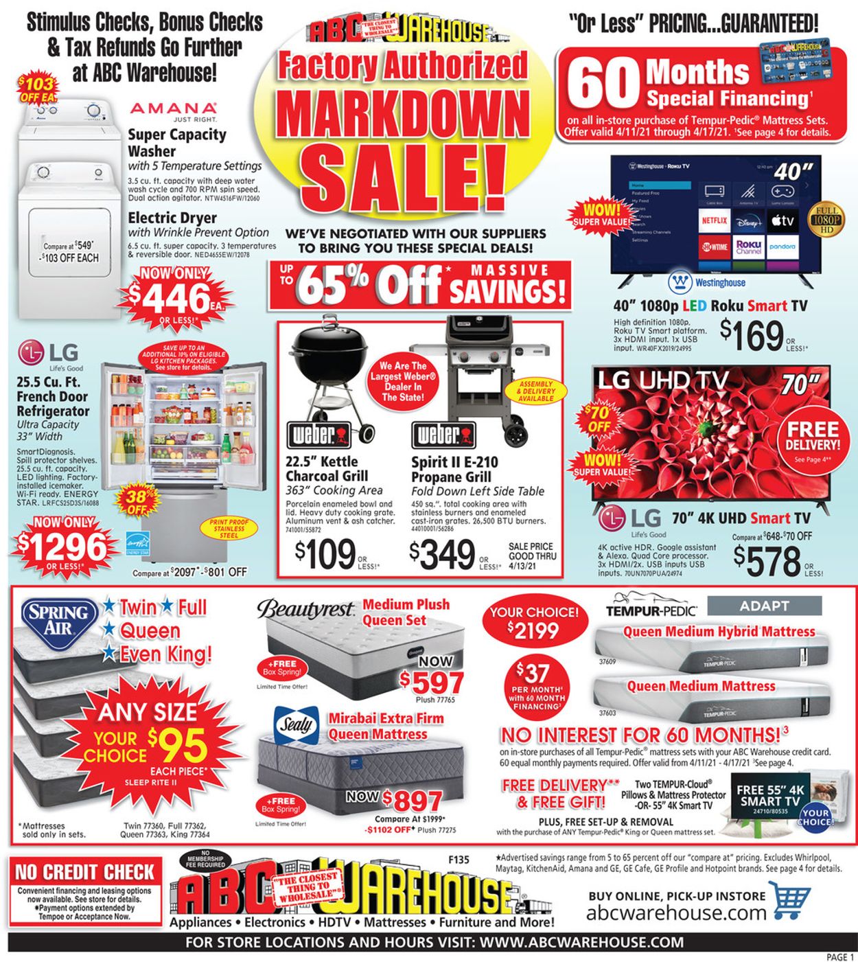 ABC Warehouse Ad from 04/11/2021