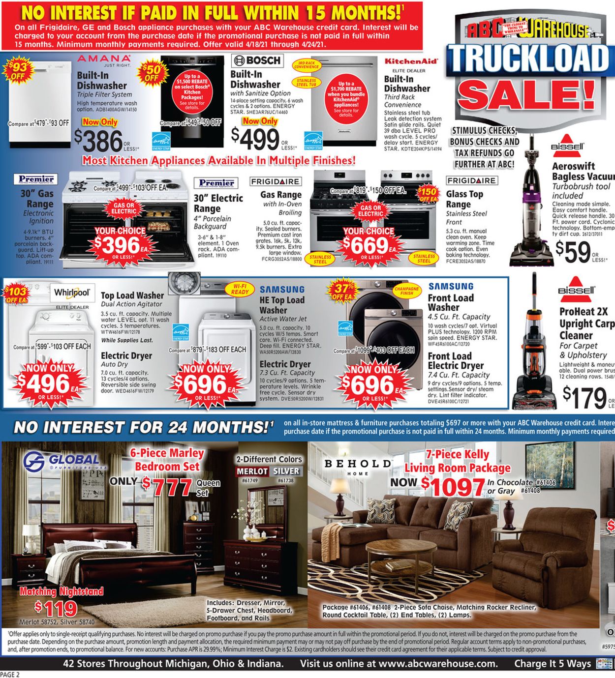 ABC Warehouse Ad from 04/18/2021