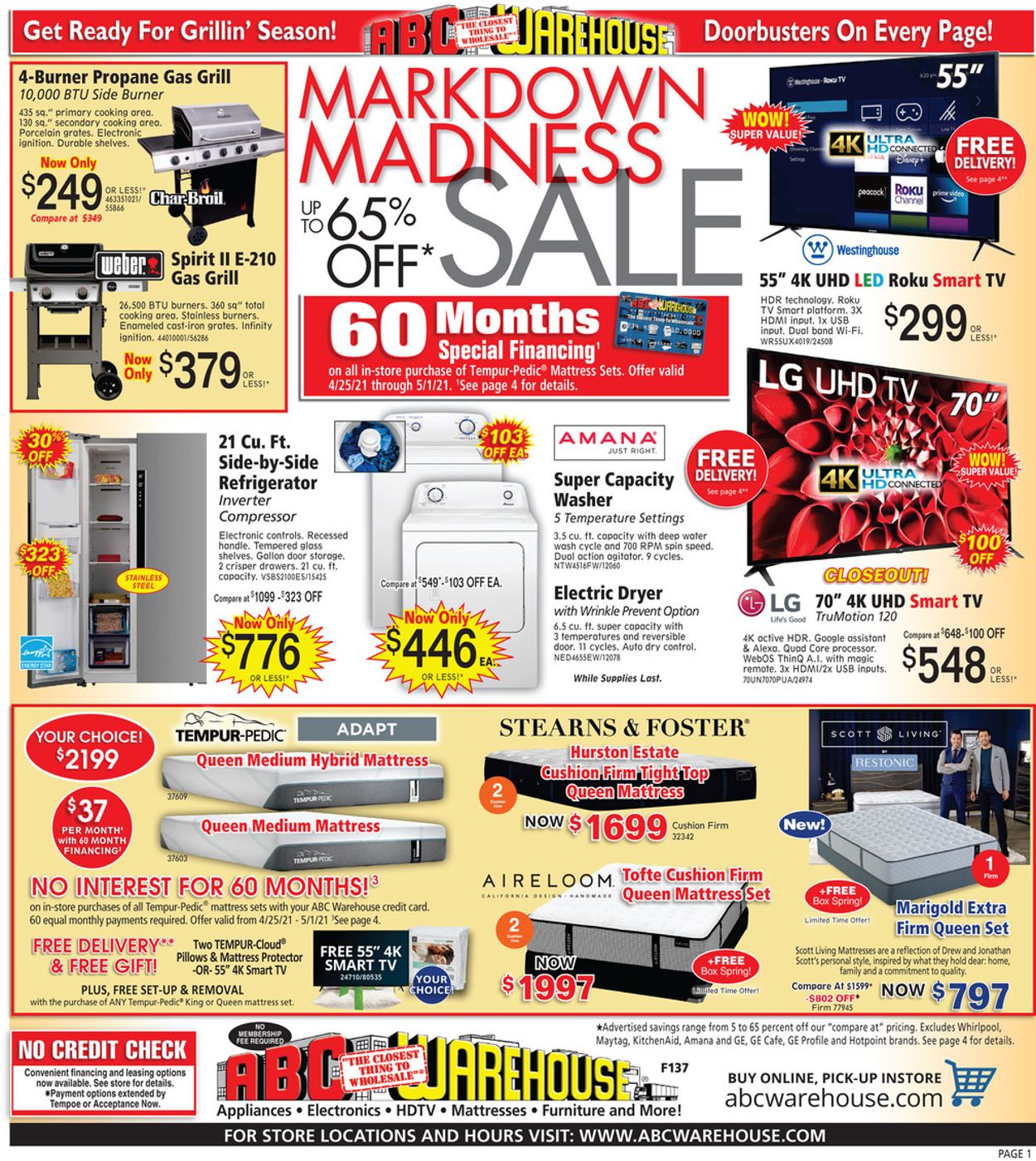 ABC Warehouse Ad from 04/25/2021