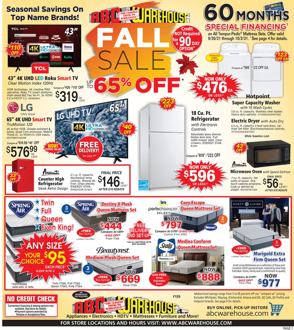 ABC Warehouse Ad from 09/26/2021