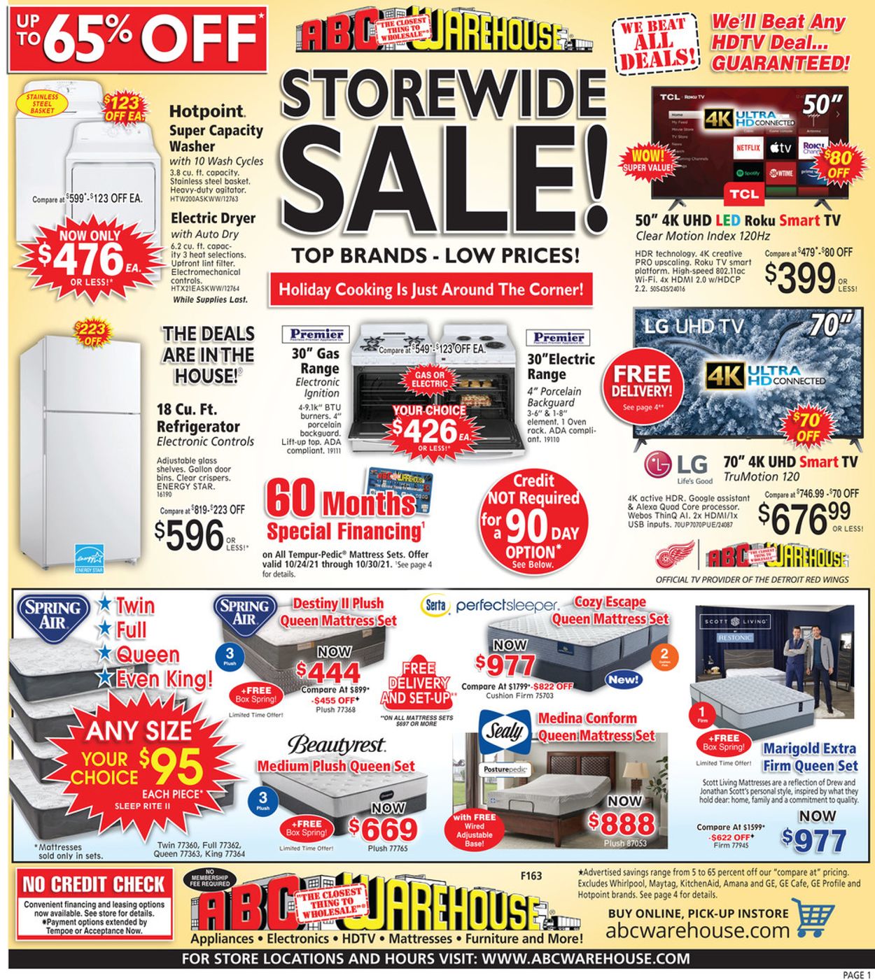 ABC Warehouse Ad from 10/24/2021