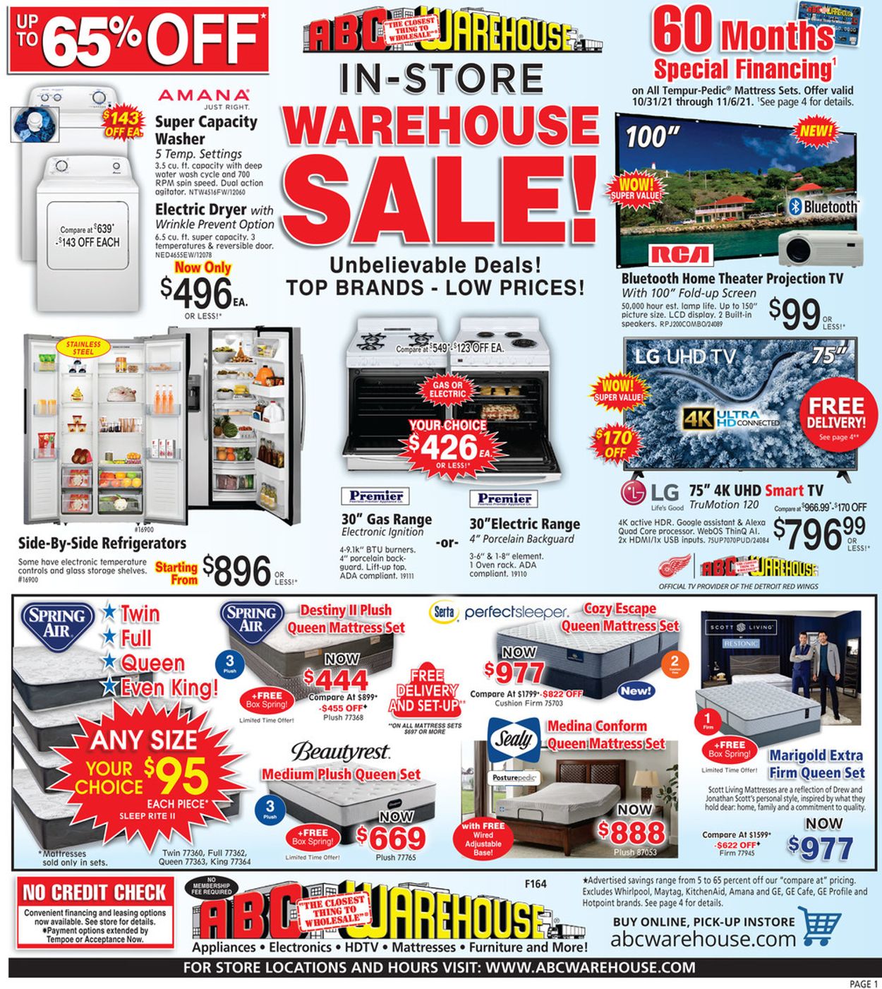 ABC Warehouse Ad from 10/31/2021