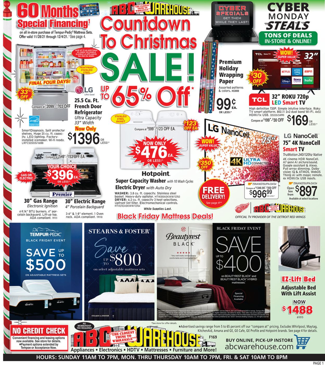 ABC Warehouse Ad from 11/28/2021
