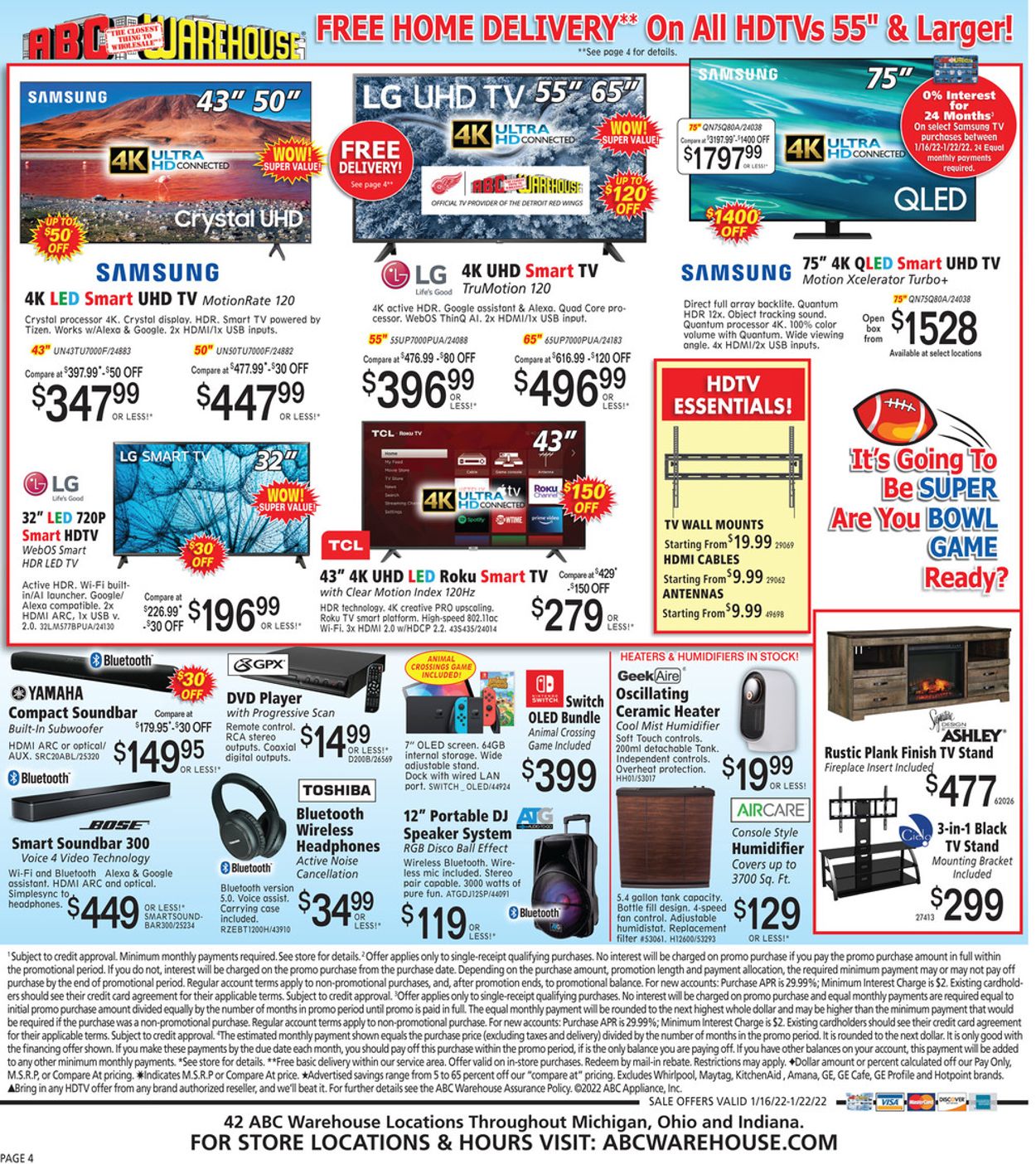 ABC Warehouse Ad from 01/16/2022