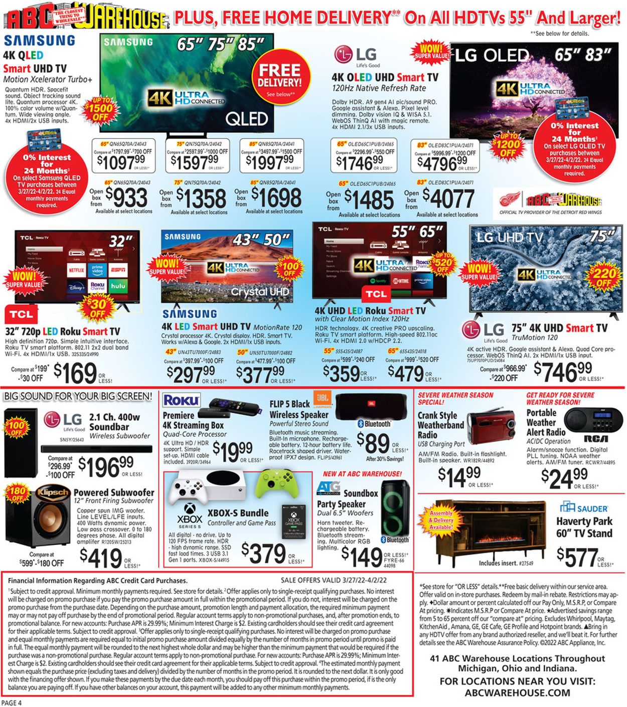 ABC Warehouse Ad from 03/27/2022