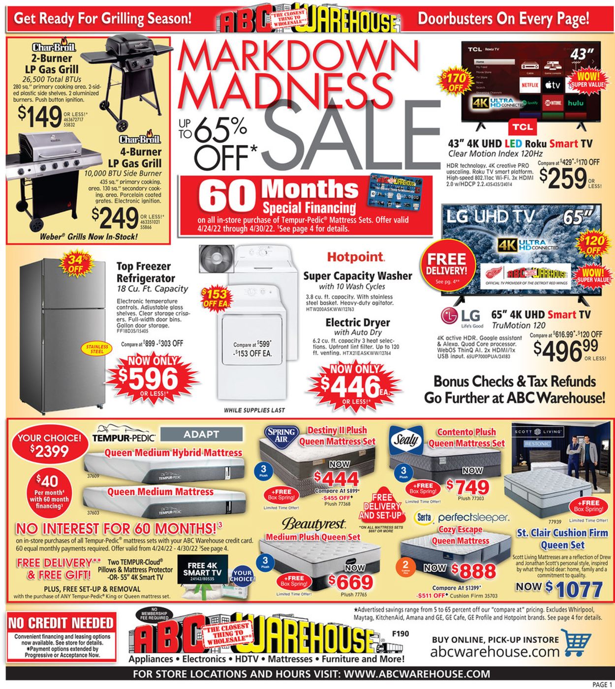 ABC Warehouse Ad from 04/24/2022